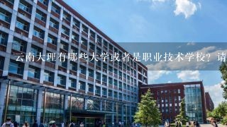 云南大理有哪些大学或者是职业技术学校？请高手们指点？