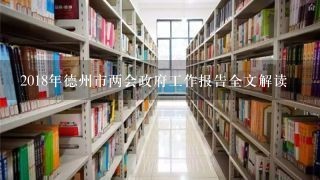 2018年德州市两会政府工作报告全文解读